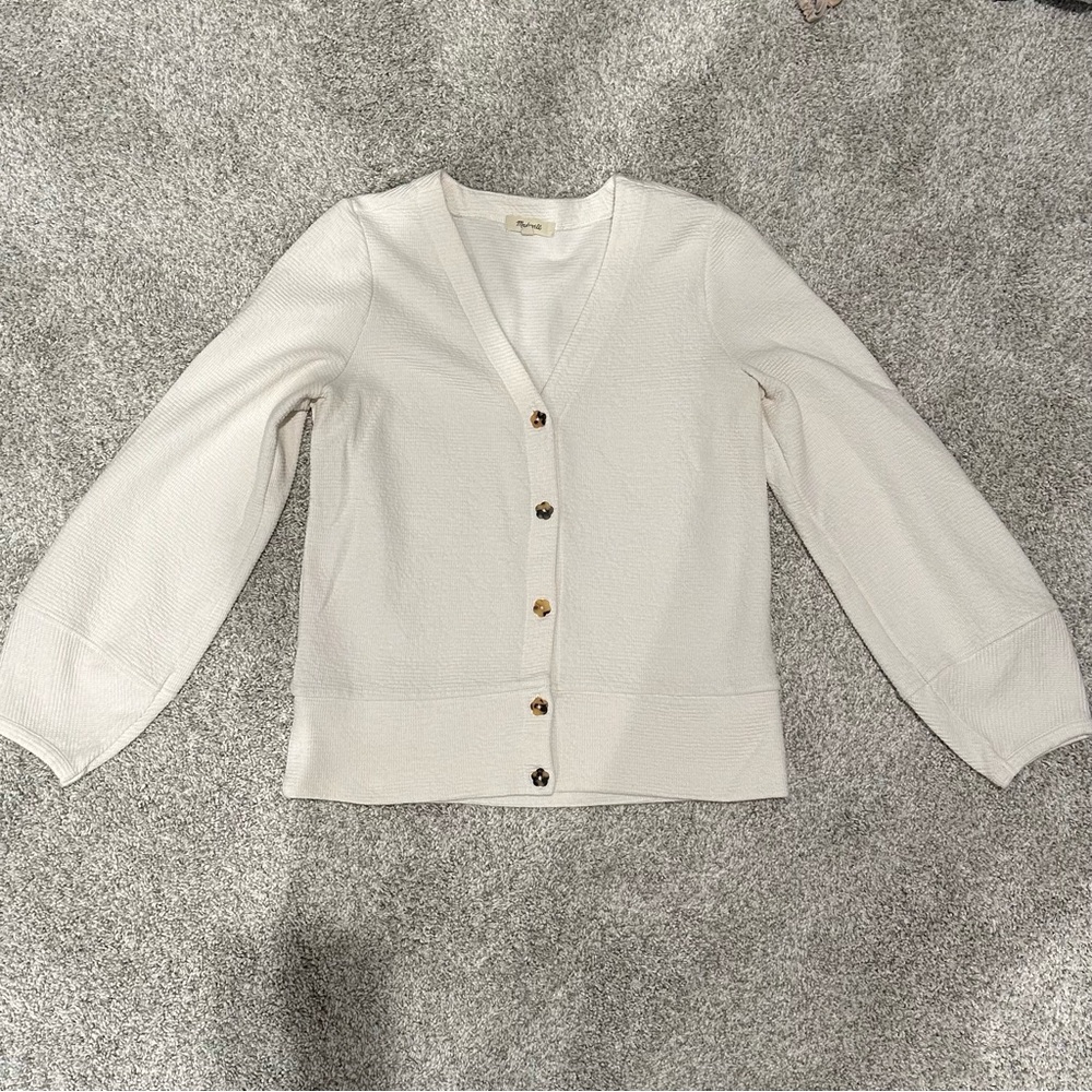 Madewell Ivory Button-Up Cardigan